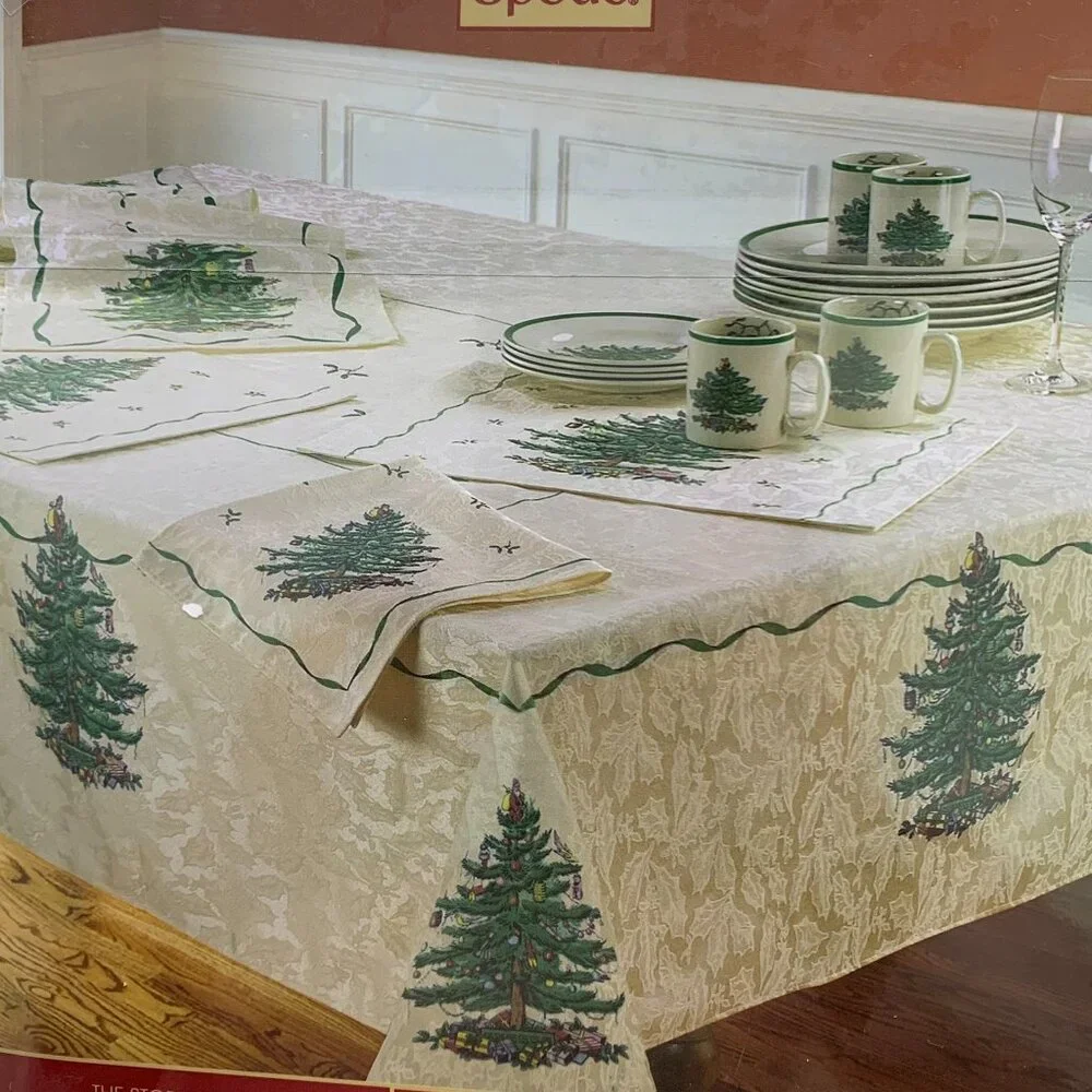 Spode Christmas Tree Tablecloth 60x84 NWT
